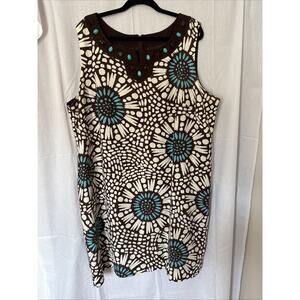 Jessica Howard Women's Sleeveless Size 24 Women’s Dress Blue And Brown Patterned